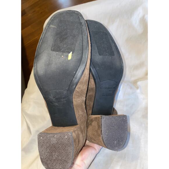 C La Canadienne Jesse Women's 9.5 M Brown Suede Buckle Strap Block Bootie Boots - Picture 7 of 8